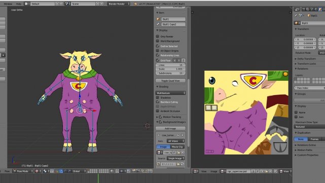 FusionFall Legacy's Supercow Model (.blend project) - Cow & Chicken
