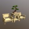 Japanese rattan chair set
