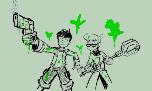 FusionFall Dexter gun sketch meme