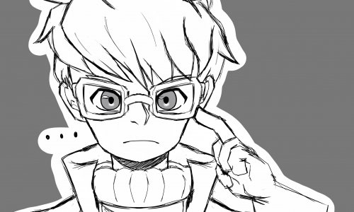 FusionFall Dexter thinking sketch