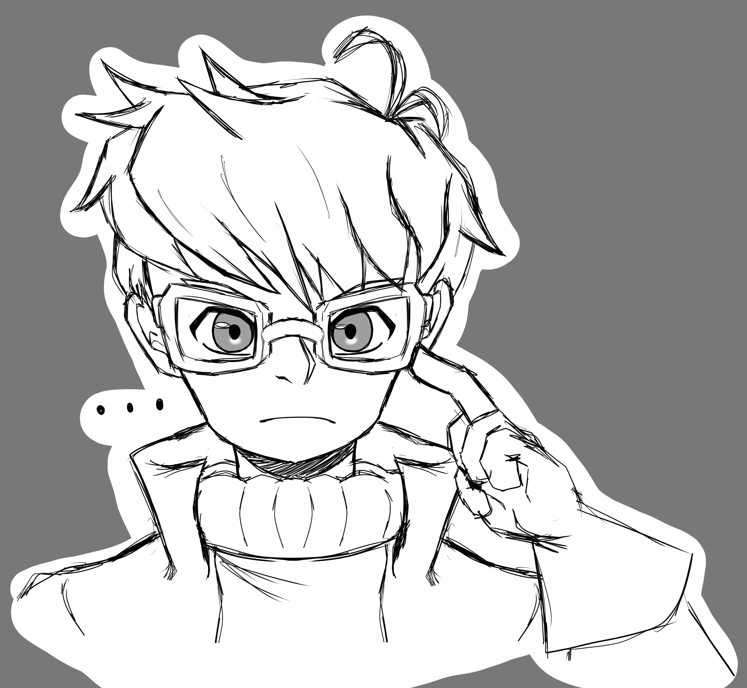 FusionFall Dexter thinking sketch