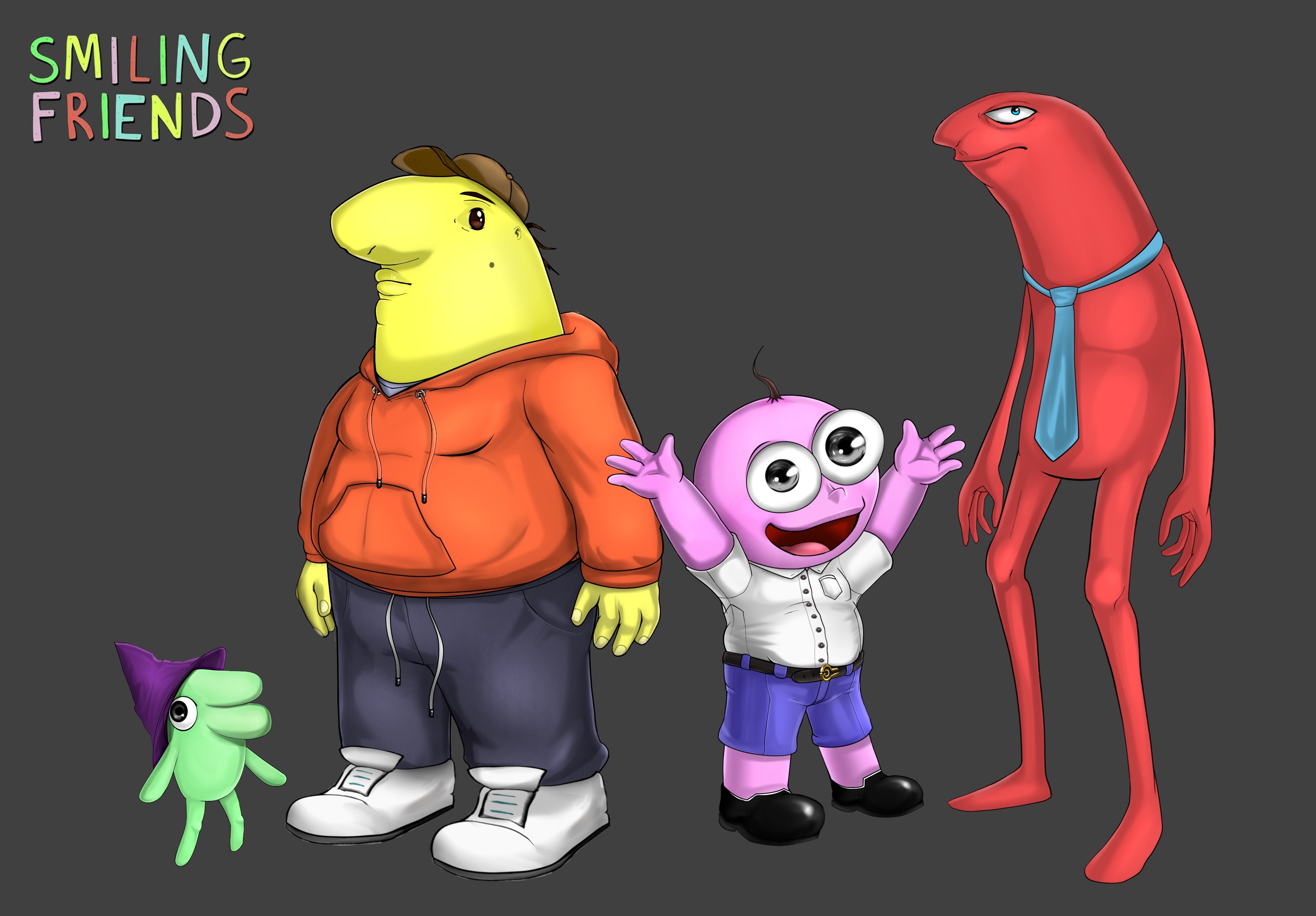 FusionFall Smiling Friends artwork designs